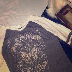 Grey and White Long-Sleeve Tee